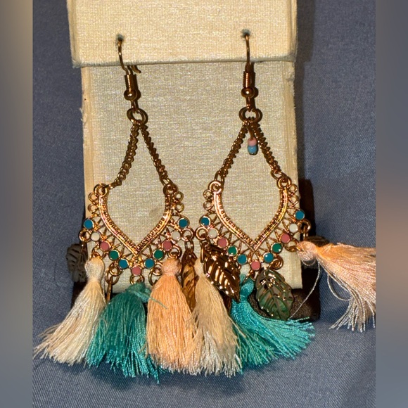 Jewelry - Bohemian Tassel Earrings with Gold Accents